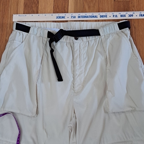 L.L. BEAN Men's Large Convertible Pants Zip Off Nylon Belted Tan 34" Waist Hike - Picture 10 of 12